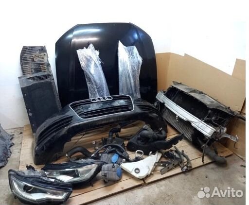Audi A6 C7 ноускат капот бампер фары