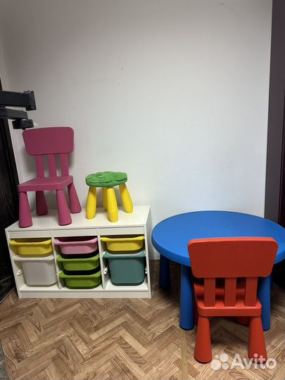 Полка IKEA труфаст с контейнерами и маммут набор