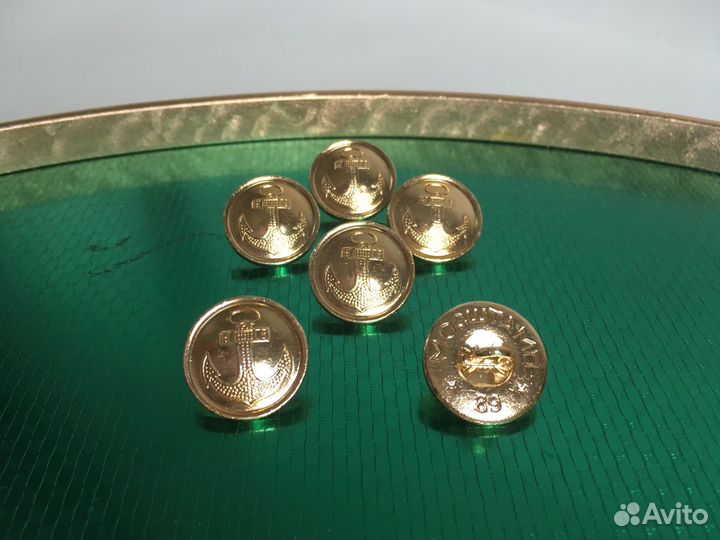 Винтажные золотые форменные пуговицы СССР якорь 6