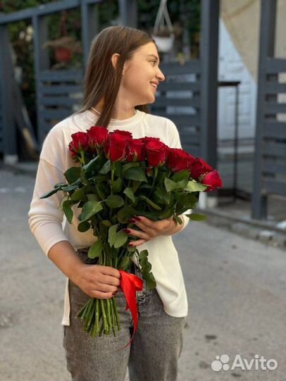 Розы цветы букеты 50см доставка 11 15 21 31 51 101