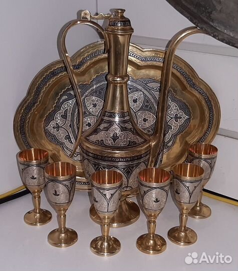 Коньячный набор. Серебро, 875 проба. СССР, 1015 гр