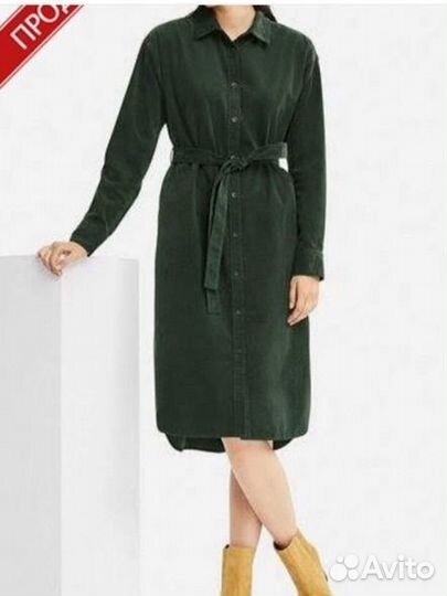 Замшевое платье-рубашка Uniqlo размер S