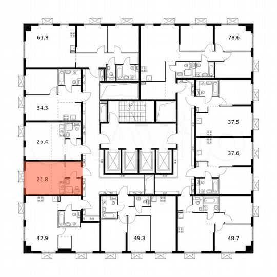 Квартира-студия, 21,8 м², 21/33 эт.