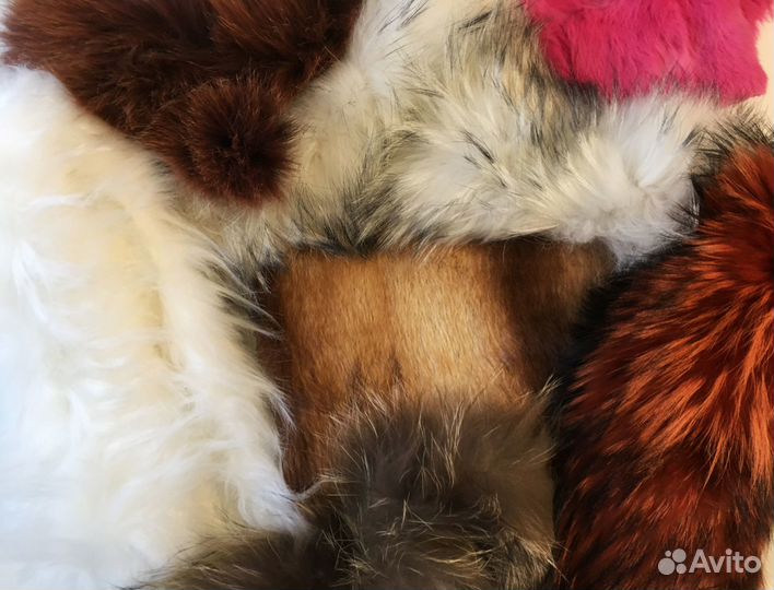 Кусочки натурального и искусственного меха