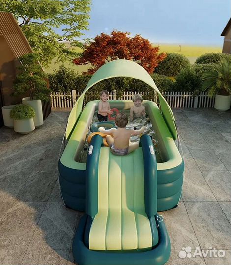 Надувной бассейн с горкой