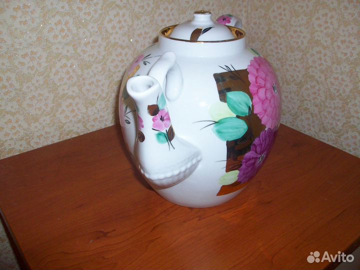 Чайник 4 литра Дулёво Георгины роспись СССР