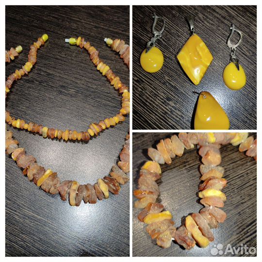Янтарные украшения бусы серьги
