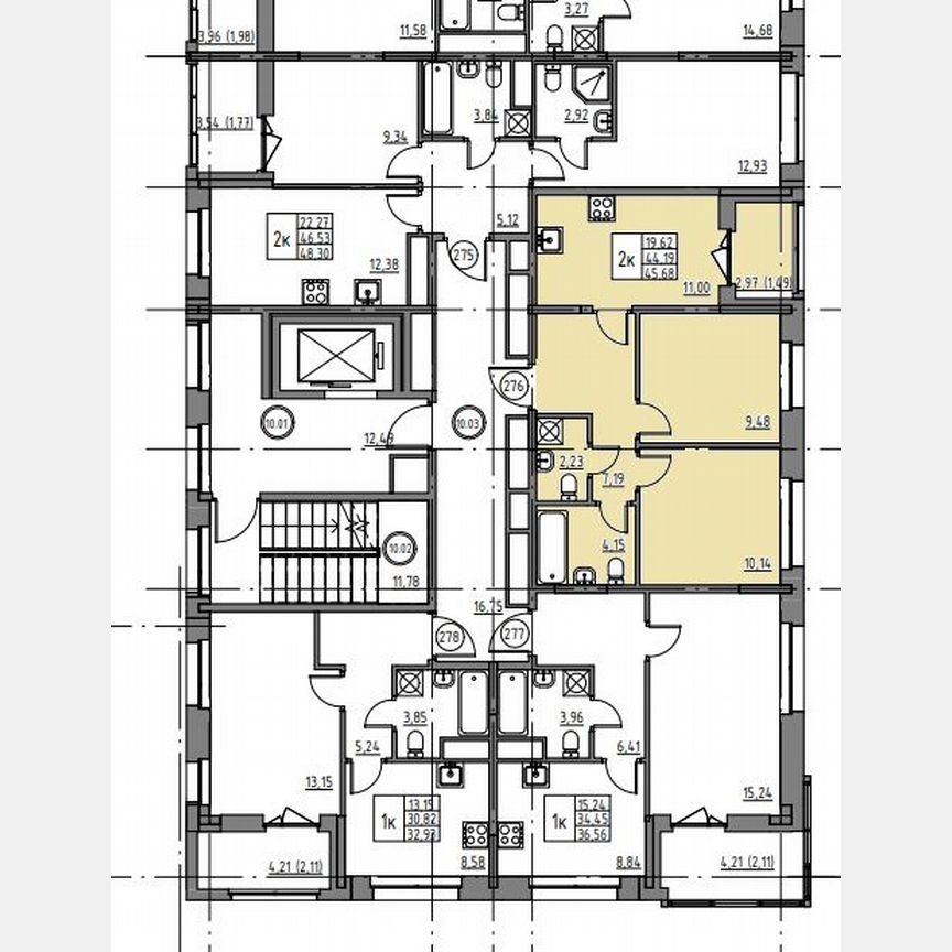 2-к. квартира, 45,7 м², 10/12 эт.