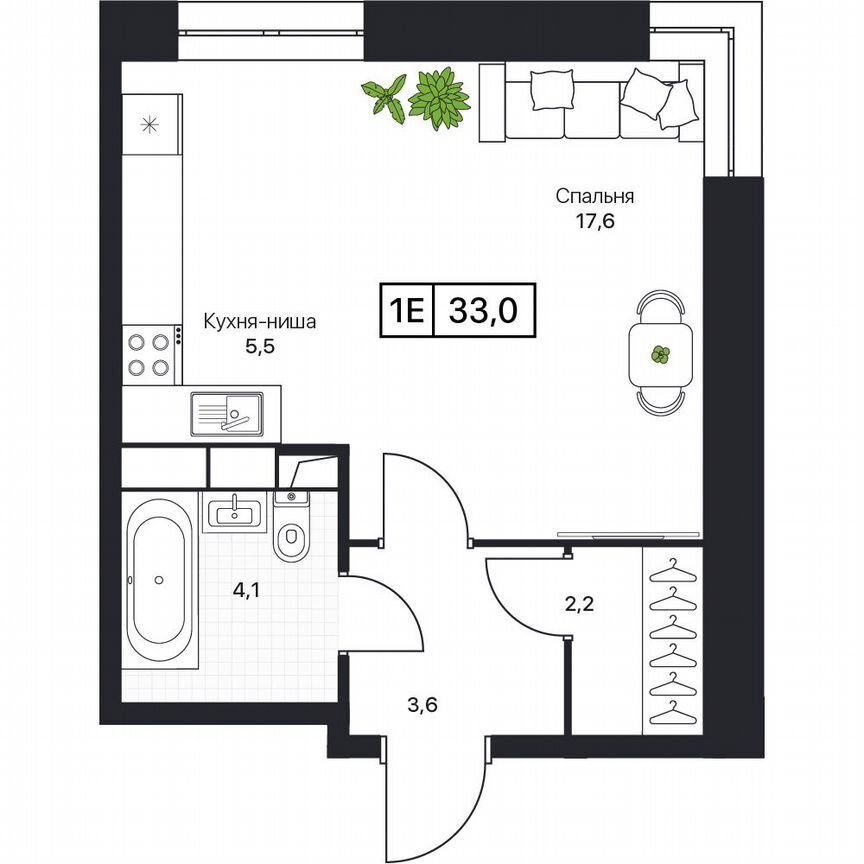 1-к. квартира, 33 м², 16/17 эт.