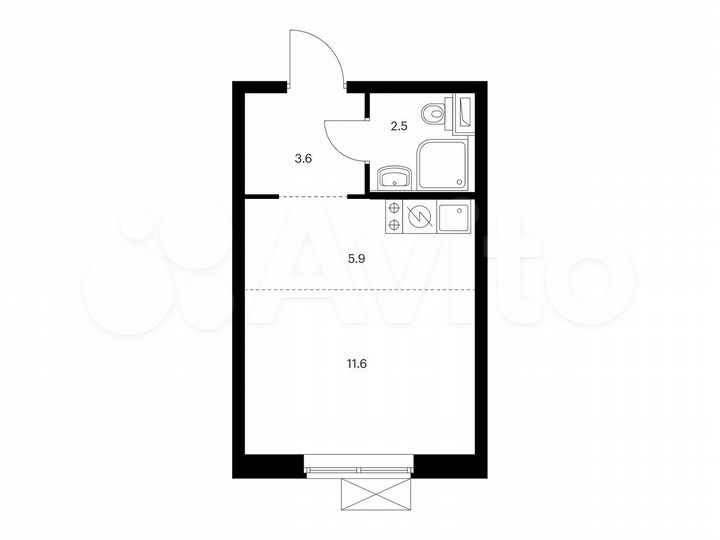 Квартира-студия, 23,6 м², 2/33 эт.