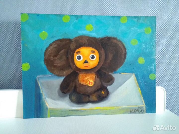 Картина маслом с Чебурашкой, изображение Чебурашки