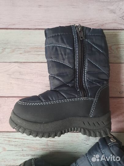 15,0см. Зимние сапоги на замке-молнии, б/у