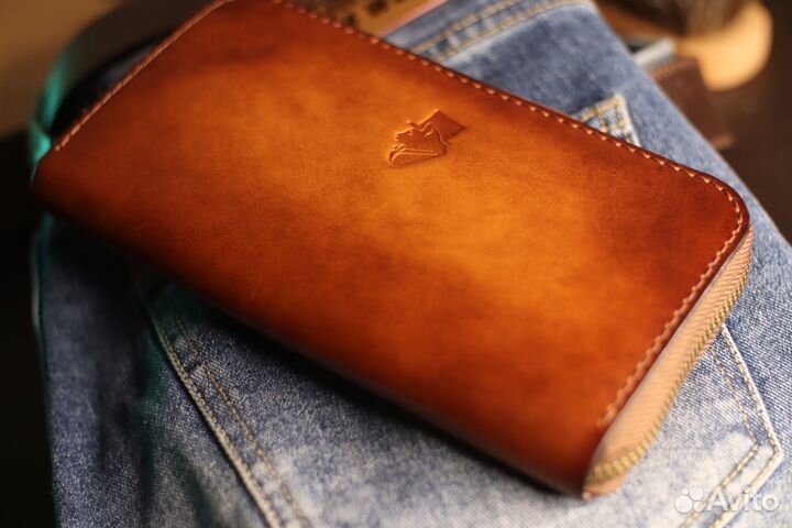 Мужской кошелёк, кожаный, клатч