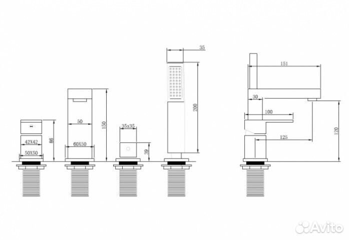 Смеситель на борт ванны Abber Daheim AF8213