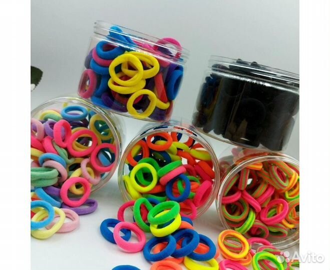 Резинки для волос детские разноцветные 70шт