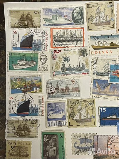 Большая коллекция марок. Корабли, маяки