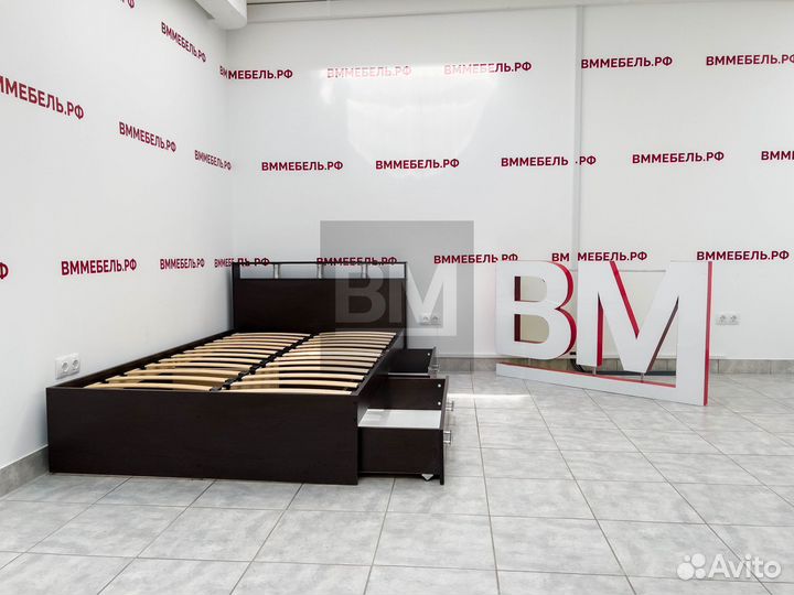 Кровать полуторка с ящиками венге