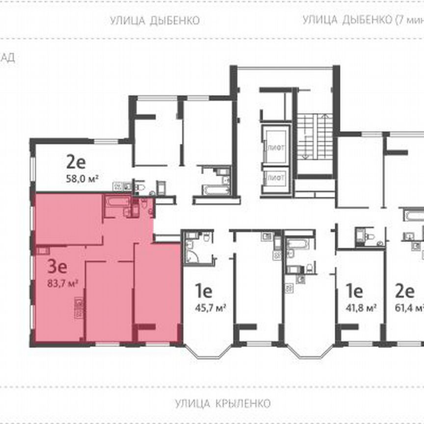 3-к. квартира, 83 м², 11/19 эт.