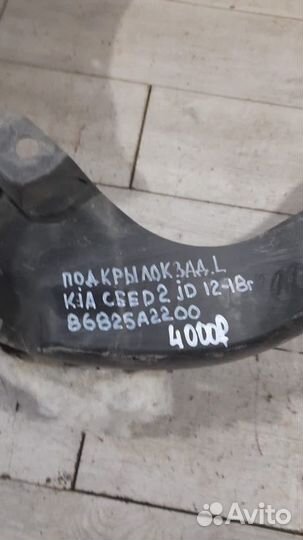 Подкрылок задний левый Kia Ceed 2 Jd С 2012 По