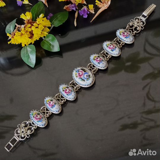 Брошь, браслет финифть