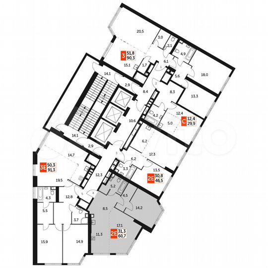 2-к. квартира, 60,8 м², 35/47 эт.