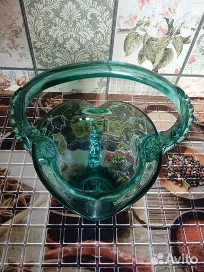 Цветное стекло СССР. Ваза-конфетница. Винтаж