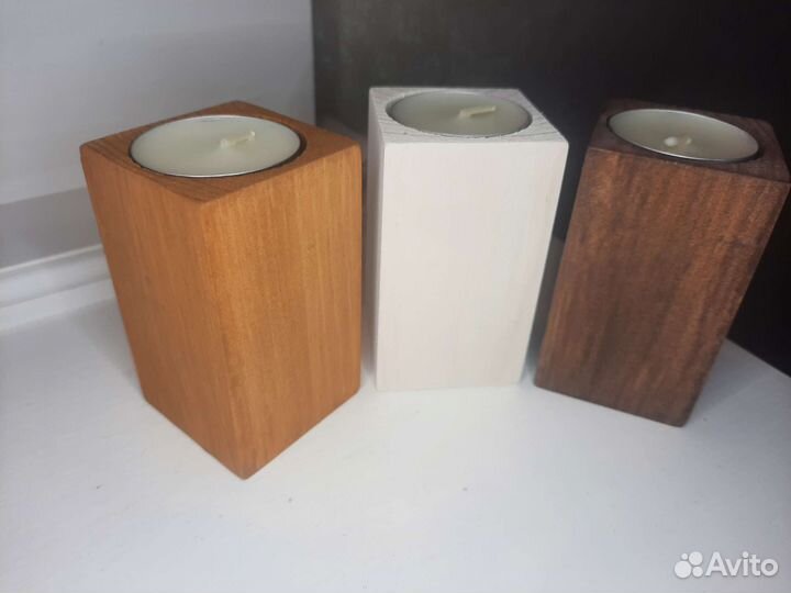 Подсвечник деревянный одинокий