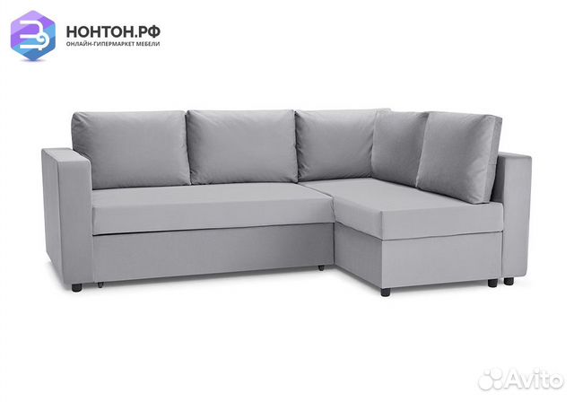Диван угловой дельфин Мансберг лайт светло-серый