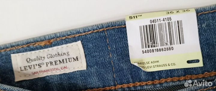 Джинсы мужские Levis 511 W36L36 original новые