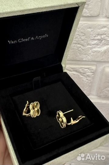 Серьги Van Cleef Ван Клиф серебро золото