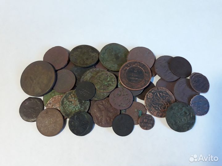 Царские оригинальные монеты на чистку, опыты 39 шт