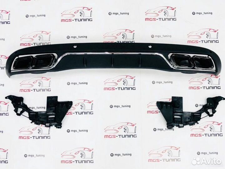 Диффузор с черными насадками не AMG пакет w205