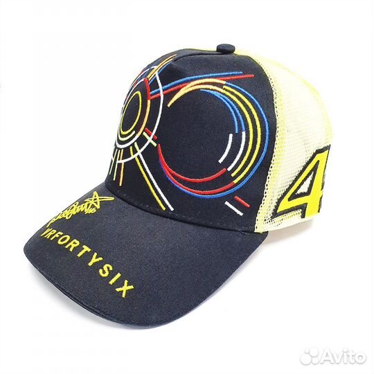 Бейсболка Valentino Rossi 46 (черно-желтая, сетка)