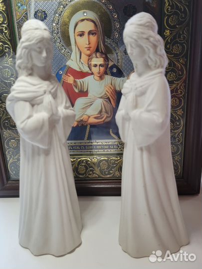 Ангел девушка с крестом из гипса статуя