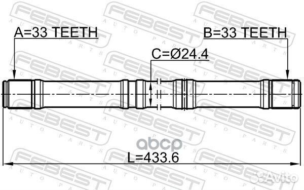 Полуось левая 33X433.4X33 подходит для mitsubis
