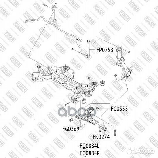 Рычаг chevrolet aveo 05- перед.нижн.прав. FQ0884R