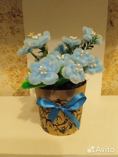 Цветы Незабудки из синельной проволоки