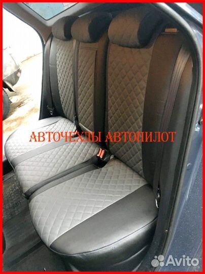 Чехлы Автопилот Kia Ceed 2 из экокожи чёрно-серые