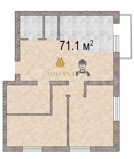 3-к. квартира, 70,5 м², 1/3 эт.