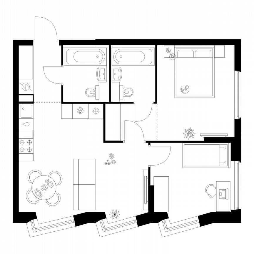 2-к. квартира, 55,8 м², 12/12 эт.