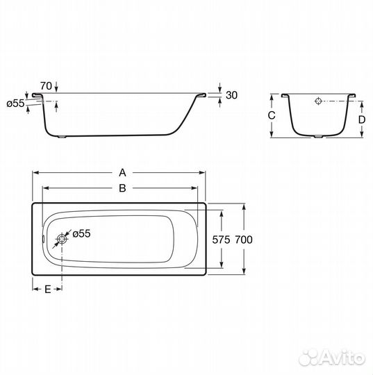 Ванна Roca Contesa сталь 170х70 см