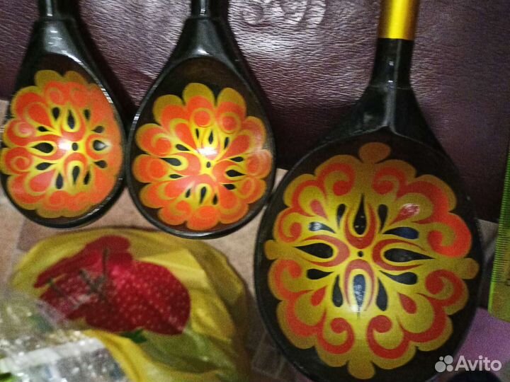 Кухонный набор СССР ложки деревянные хохлома