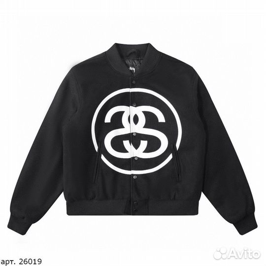 Бомбер Stussy black big logo Чёрный