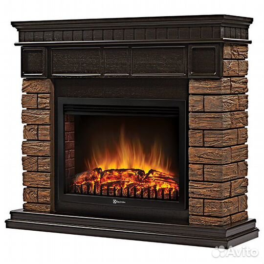 Электрокамин с широким очагом 2D Electrolux EFP/P-2520LS с порталом Firelight Bricks wood 25 камень