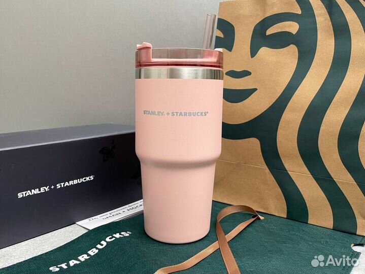 Термокружка starbucks старбакс Stanley розовая