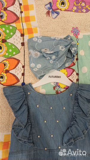 Платье джинсовое для девочки 110 и косынка