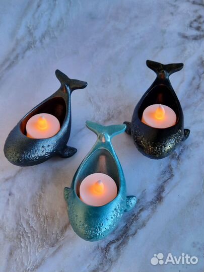 Подсвечник кит из высокопрочного гипса