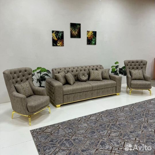 Диван прямой на кухню с креслами