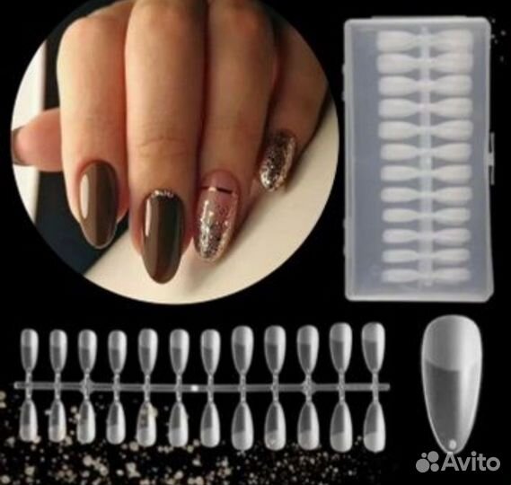 Гелевые типсы форма миндаль