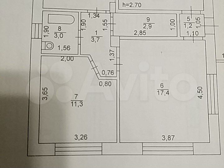 1-к. квартира, 42 м², 1/1 эт.